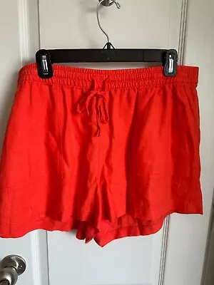 J. Crew Factory Orange Linen Drawstring Shorts - Women's - Size Large • $12