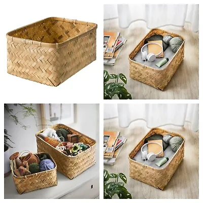 IKEA MJÖLKKANNA Basket Bamboo 25x35x18 Cm • £30.29