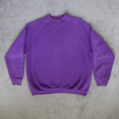 Vintage Fruit Of The Loom Sweatshirt Men's XL Purple Raglan Crewneck Pullover • $21.95