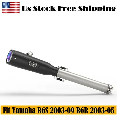 Stainless Slip-on Exhaust Muffler Pipe Black Fit Yamaha R6S 2003-09 R6R 2003-05 • $169.98