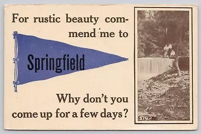 Postcard Commend Me To Springfield Massachusetts Pennant Postcard • $5.09