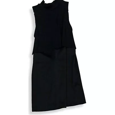 Zara Womens Black High Neck Belted Peplum Midi A Line Dress Size Small • $19.49