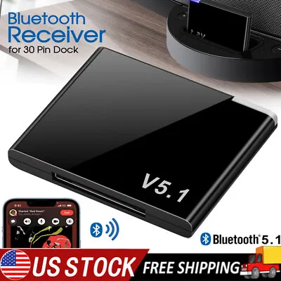 Bluetooth 5.1 Music Audio Adapter Receivers 30 Pin Dock Speaker For IPhone IPod • $10.95