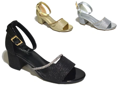 £23.99 • Buy Ladies Diamante Ankle Strap Sandals Womens Buckle Block Heel Summer Party Shoes