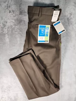 Haggar Cool 18 Performance Pants Mens 34x32 Olive Green Golf • $19.95