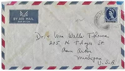 Oman 1955 Us Irupee Queen Elizabeth Tied Muscat Donaldsons Type 21 To Michigan • $89.99