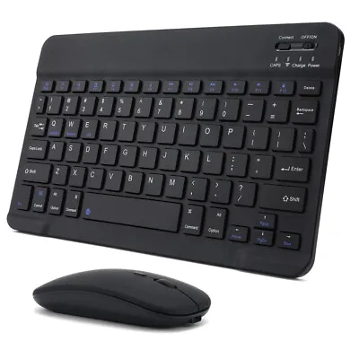 Rechargeable Wireless Bluetooth Keyboard Mouse For IOS IPad Android Tablet PC • £12.25