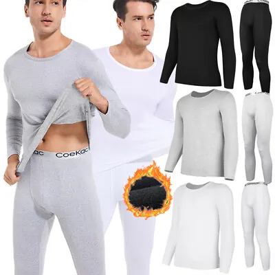 Mens 2PC Thermal Underwear Set Top Bottom Long Johns Pants Warm Fleece Thick Hot • £6.99