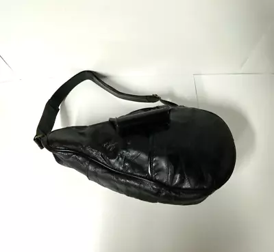 Comfort Carry-All Patch Leather Black Kidney Sling Shoulder Organizer Bag Purse • $29.99