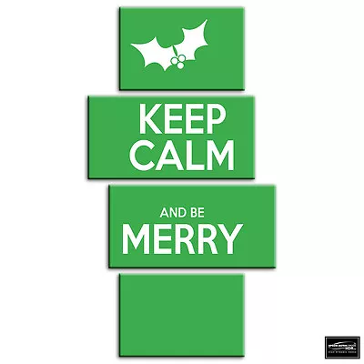 Keep Calm Green  Christmas BOX FRAMED CANVAS ART Picture HDR 280gsm • £29.99