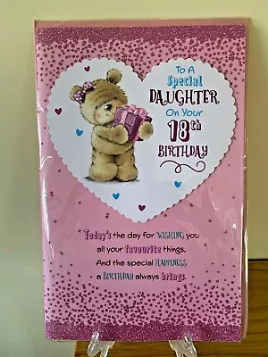 Large 18th Birthday Card For Special Daughter - 8 Page Insert Gold Foil Glitter • £5.59