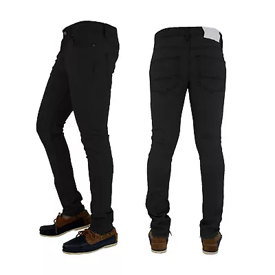 Mens Skinny Jeans Denim Super Stretch Slim Fit All Waist & Leg Sizes Black Blue • $18.64