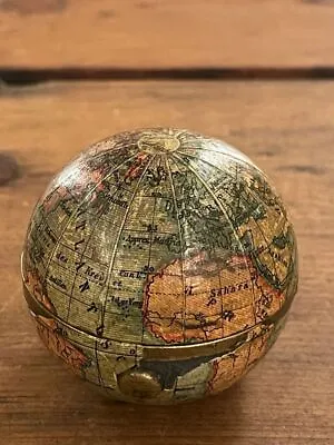 Antique Miniature Globe With Inkwell Made Of Brass With Engravings 4cm DM... • $6658.40