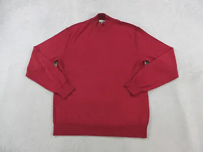 N Peal London Sweater Mens Large Red Cashmere Silk Blend Soft Stretch Preppy • $89.99