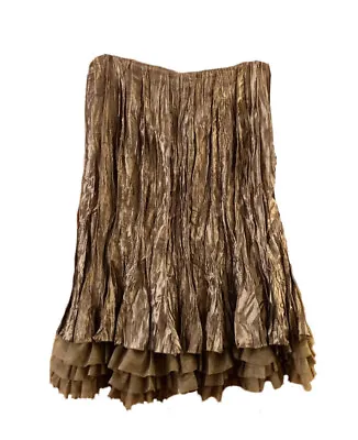 £8.99 • Buy 🎄Gorgeous ELEGANCE Bronze Plisse Flounce Skirt Sz 16 Gauze Petticoats VGC Party