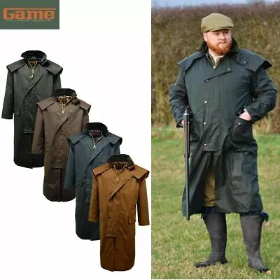 Mens Game Stockman Long Cape Horse Riding Wax Coat / Jacket Hunting Shutting UK • $78.29