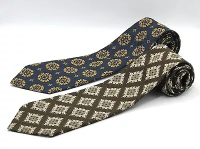 Vintage St Michael Neckties Polyester Ties Blue & Gold Brown & Tan • $29.99