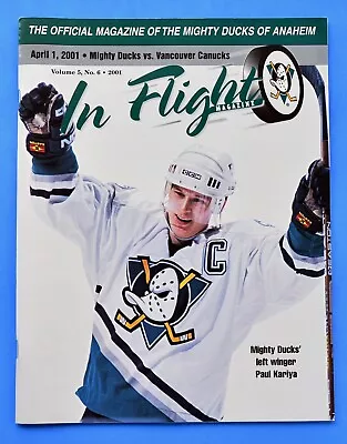 2001 Anaheim Ducks Program. Paul Kariya Cover. Teemu Selanne. Vancouver Canucks. • $9