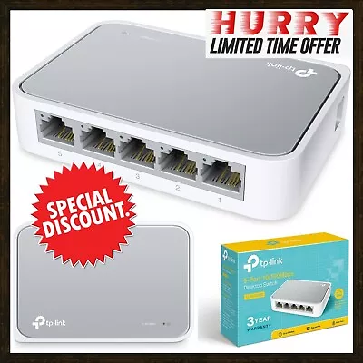 TP-LINK 5 Port RJ45 Splitter Hub Wired Fast Ethernet Switch LAN Network NEW • £13.45