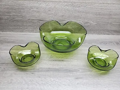 Vintage Anchor Hocking Chip Dip Set Mid Century/Green Glass • $27.99