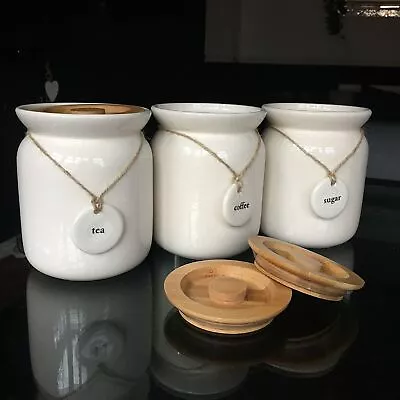 £24.99 • Buy Large Tea Coffee Sugar Ceramic Jars Set Of 3 Canisters Kitchen Storage Jar