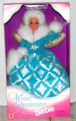 Mattel Barbie 1996 Winter Renaissance Blue/white Dress Blonde Hair Blue Eyes • $14.99