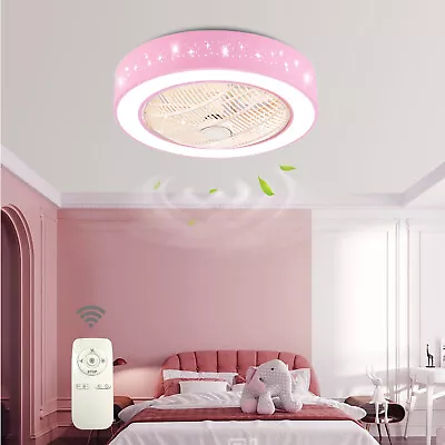 $110.13 • Buy 21.6  Ceiling Fan W/LED Light & Remote Pink Modern Lamp For Kids Room Bed Room
