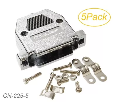 5-Pack Metalized Plastic Hood W/Screws For D-Sub DB25 Connectors CN-225-5 • $6.95