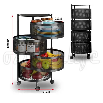 4 Tier Kitchen Storage Trolley Cart Shelf Rack Vegetable Basket Organizer Steel • $85.99