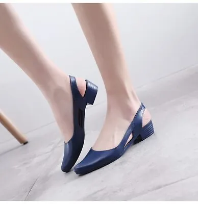 Womens Slip On Simple Hollow Out Pumps Casual Shoes Slingback Low Heel Sandals • $12.99