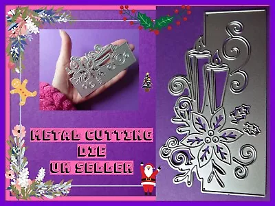 £5.20 • Buy Christmas Border Candle Metal Cutting Die Swirly Holly Card Making DIY UK SELLER