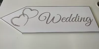 £14.99 • Buy Large Wedding Arrow Sign With Hearts Married Wedding Day Party Sign White