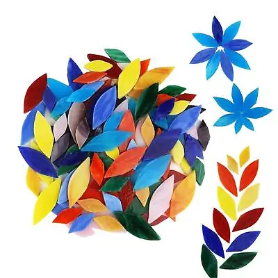 100 Pieces Mixed Colors Petal Mosaic Tiles Hand-Cut Stained Glass Pots • £13.81