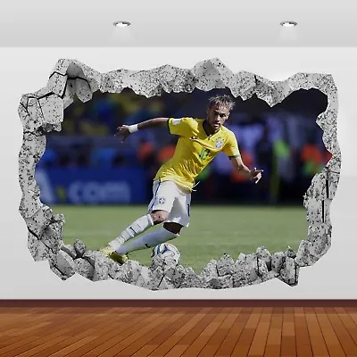 £18.99 • Buy Neymar Jr. Brazil PSG Barcelona 3d Smashed Wall View Sticker Poster Vinyl 874