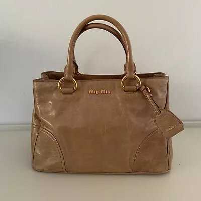 MIU MIU Cammeo Vitello Shine Leather Medium Shopping Tote • $290