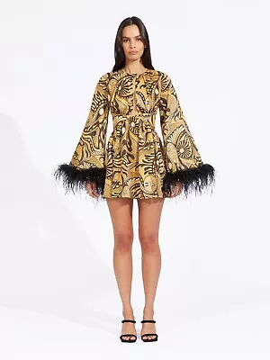 $270 • Buy Bnwt Alice Mccall Gold Dust Feather Mini Dress - Size 10 Au/6 Us (rrp $879)