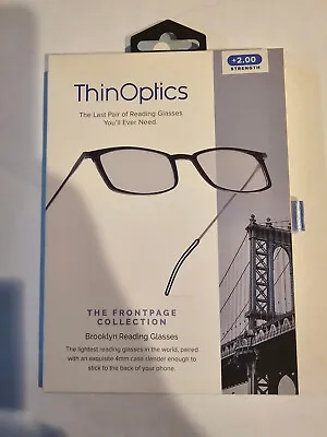 ThinOptics - Brooklyn 2.0 Strength Glasses With Milano Case - Black - NEW! • $20.99