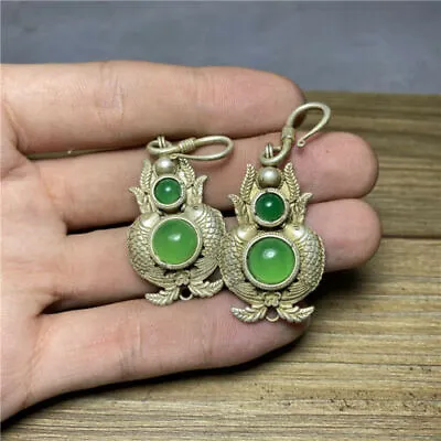 Qing Dynasty Old Jade Earrings Antique Collection Chinese Retro Jewelry • $33.56