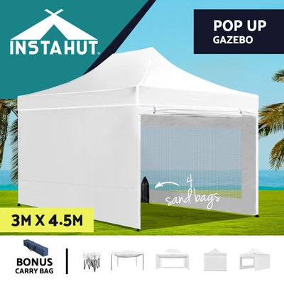 $194.71 • Buy Instahut Gazebo Pop Up Marquee 3x4.5 Outdoor Tent Folding Wedding Gazebos White