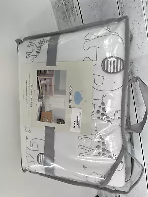 NEW Cloud Island Two By Two Animals 4pc Nursery Crib Bedding Set - Gray & White • $39.13