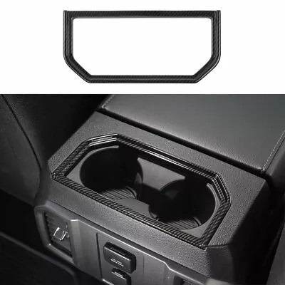 Molded Carbon Fiber Rear Cup Holder Bezel Trim Cover For 17-22 Ford F250 F350 • $45.99