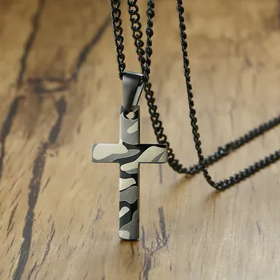 Army Soldier Camouflage Christ Cross Pendant Men Man Necklace Xmas Birthday Gift • $4.99