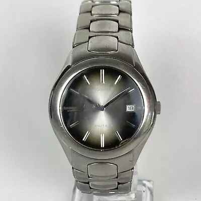 Fossil Arkitekt Watch Men Silver Tone Date Gray Dial 50M WR New Battery 8  36mm • $17.99