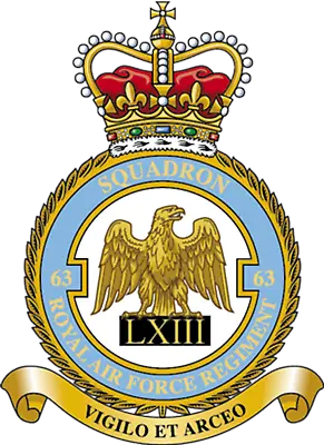 63 SQUADRON RAF REGT CREST ON A METAL SIGN 5 X 7 INCHES. FITS STANDARD FRAME. • £6.99