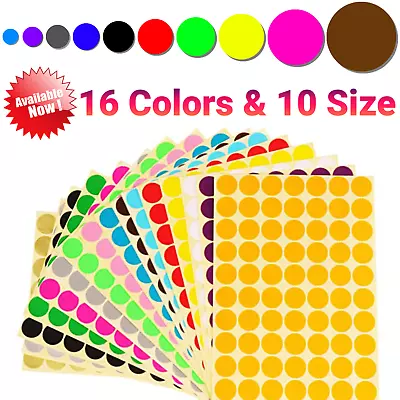 ANY SIZE Dot Stickers Round Sticky Dots Circular Sticky Labels Multi Coloured • £0.99