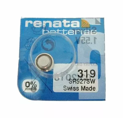 Renata 319 (SR 527 SW) Silver 1.55 V Watch Battery • £1.09