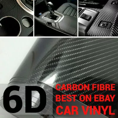 6d Super Ultra Gloss Carbon Fibre Fiber Car Vinyl Wrap Film 1.52m X 50cm Black • $11.19