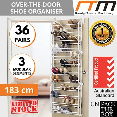 $54.87 • Buy Hanging Shoe Holder Organiser Over The Door Rack Shelf Hook Storage 36 Pair