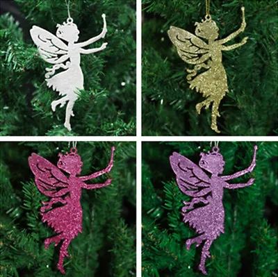 10Pcs Glitter Fairy Christmas Tree Decoration Xmas Party Hanging Ornament Decor • £5.89