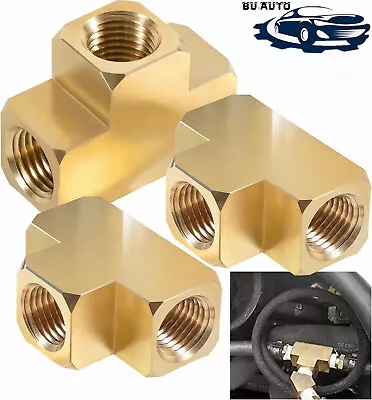 56101-04 Barstock Tee Brass Pipe Fitting 1/4  X 1/4  X 1/4  NPT Female Pipe • $17.92